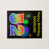 Fun Fireworks + Rainbow Pattern "52" Birthday # Legpuzzel (Horizontaal)