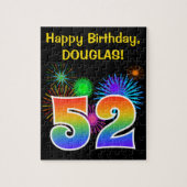Fun Fireworks + Rainbow Pattern "52" Birthday # Legpuzzel (Verticaal)