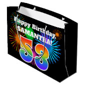 Fun Fireworks + Rainbow Pattern "53" Birthday # Groot Cadeauzakje (Achterkant Gekanteld)