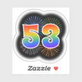 Fun Fireworks + Rainbow Pattern "53" Event # Sticker (Vel)