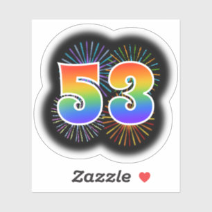 Fun Fireworks + Rainbow Pattern "53" Event # Sticker