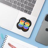Fun Fireworks + Rainbow Pattern "53" Event # Sticker (Laptop met iPhone)