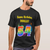 Fun Fireworks + Rainbow Pattern "54" Birthday # T-shirt (Voorkant)