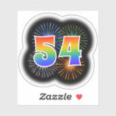 Fun Fireworks + Rainbow Pattern "54" Event # Sticker (Vel)