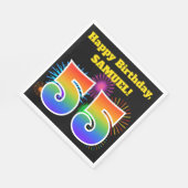 Fun Fireworks + Rainbow Pattern "55" Birthday # Servet (Hoek)