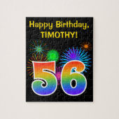 Fun Fireworks + Rainbow Pattern "56" Birthday # Legpuzzel (Verticaal)
