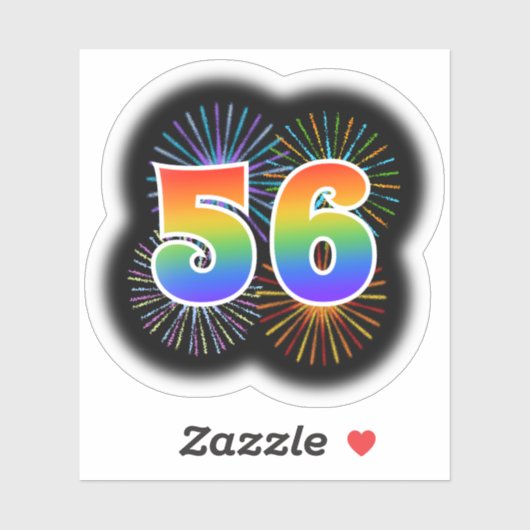 Fun Fireworks + Rainbow Pattern "56" Event # Sticker (Vel)