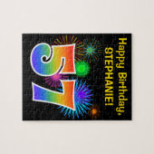 Fun Fireworks + Rainbow Pattern "57" Birthday # Legpuzzel (Horizontaal)