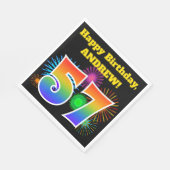 Fun Fireworks + Rainbow Pattern "57" Birthday # Servet (Hoek)