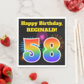 Fun Fireworks + Rainbow Pattern "58" Birthday # Servet (Insitu)