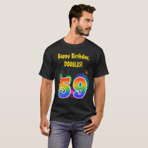 Fun Fireworks + Rainbow Pattern "59" Birthday # T-shirt