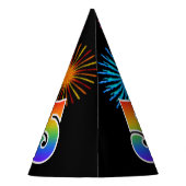 Fun Fireworks + Rainbow Pattern "5" Birthday # Feesthoedjes (Achterkant)