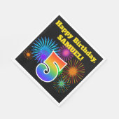 Fun Fireworks + Rainbow Pattern "5" Birthday # Servet (Hoek)