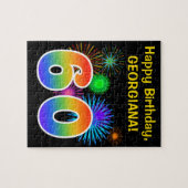 Fun Fireworks + Rainbow Pattern "60" Birthday # Legpuzzel (Horizontaal)