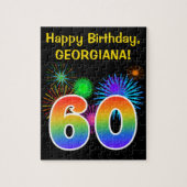Fun Fireworks + Rainbow Pattern "60" Birthday # Legpuzzel (Verticaal)