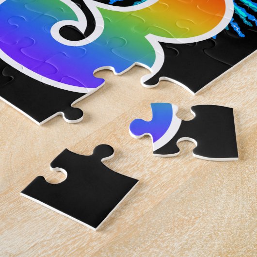 Fun Fireworks + Rainbow Pattern "63" Birthday # Legpuzzel (Zijkant)