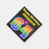 Fun Fireworks + Rainbow Pattern "64" Birthday # Servet (Hoek)