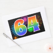 Fun Fireworks + Rainbow Pattern "64" Event Number Rechthoekige Sticker (Envelop)