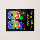 Fun Fireworks + Rainbow Pattern "66" Birthday # Legpuzzel (Horizontaal)