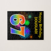 Fun Fireworks + Rainbow Pattern "67" Birthday # Legpuzzel (Horizontaal)