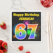 Fun Fireworks + Rainbow Pattern "67" Birthday # Servet (Insitu)