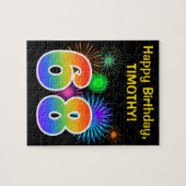 Fun Fireworks + Rainbow Pattern "68" Birthday # Legpuzzel (Horizontaal)