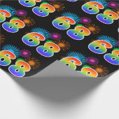 Fun Fireworks + Rainbow Pattern "68" Event Number Cadeaupapier (Hoek)