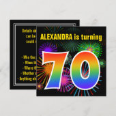 Fun Fireworks + Rainbow Pattern "70" Birthday # Kaart (Voorkant / Achterkant)