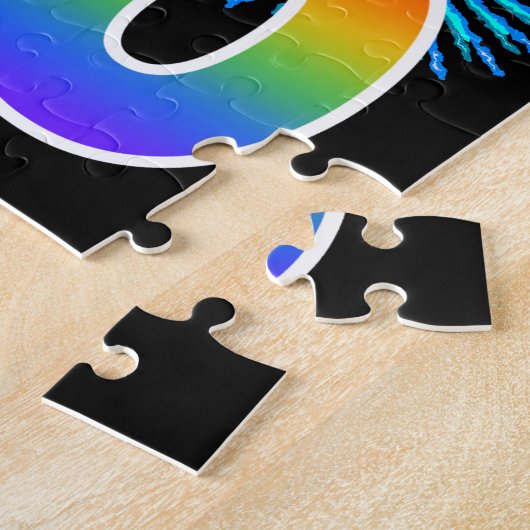 Fun Fireworks + Rainbow Pattern "70" Birthday # Legpuzzel (Zijkant)