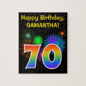 Fun Fireworks + Rainbow Pattern "70" Birthday # Legpuzzel (Verticaal)