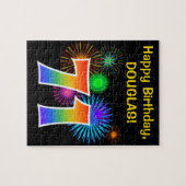 Fun Fireworks + Rainbow Pattern "71" Birthday # Legpuzzel (Horizontaal)