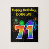 Fun Fireworks + Rainbow Pattern "71" Birthday # Legpuzzel (Verticaal)