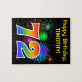 Fun Fireworks + Rainbow Pattern "72" Birthday # Legpuzzel (Horizontaal)
