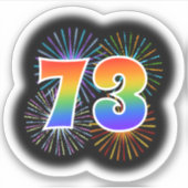 Fun Fireworks + Rainbow Pattern "73" Event # Sticker (Voorkant)