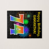 Fun Fireworks + Rainbow Pattern "74" Birthday # Legpuzzel (Horizontaal)