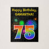 Fun Fireworks + Rainbow Pattern "75" Birthday # Legpuzzel (Verticaal)