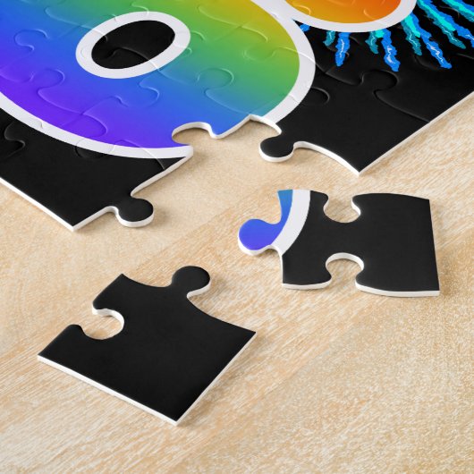 Fun Fireworks + Rainbow Pattern "76" Birthday # Legpuzzel (Zijkant)