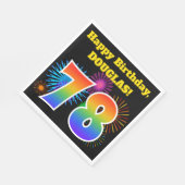Fun Fireworks + Rainbow Pattern "78" Birthday # Servet (Hoek)
