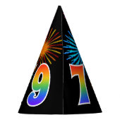Fun Fireworks + Rainbow Pattern "79" Birthday # Feesthoedjes (Achterkant)