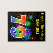 Fun Fireworks + Rainbow Pattern "79" Birthday # Legpuzzel (Horizontaal)