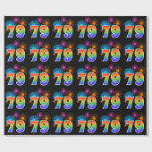 Fun Fireworks + Rainbow Pattern "79" Event Number Cadeaupapier (Vlak)
