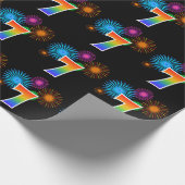 Fun Fireworks + Rainbow Pattern "7" Event Number Cadeaupapier (Hoek)