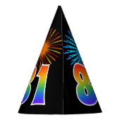 Fun Fireworks + Rainbow Pattern "81" Birthday # Feesthoedjes (Achterkant)