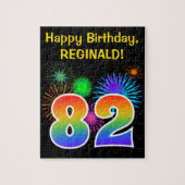 Fun Fireworks + Rainbow Pattern "82" Birthday # Legpuzzel (Verticaal)