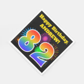 Fun Fireworks + Rainbow Pattern "82" Birthday # Servet (Hoek)