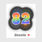 Fun Fireworks + Rainbow Pattern "82" Event # Sticker (Vel)