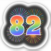 Fun Fireworks + Rainbow Pattern "82" Event # Sticker (Voorkant)