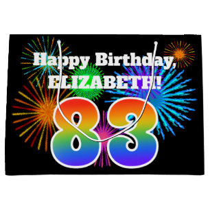 Fun Fireworks + Rainbow Pattern "83" Birthday # Groot Cadeauzakje