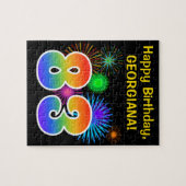 Fun Fireworks + Rainbow Pattern "83" Birthday # Legpuzzel (Horizontaal)