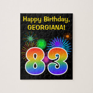 Fun Fireworks + Rainbow Pattern "83" Birthday # Legpuzzel